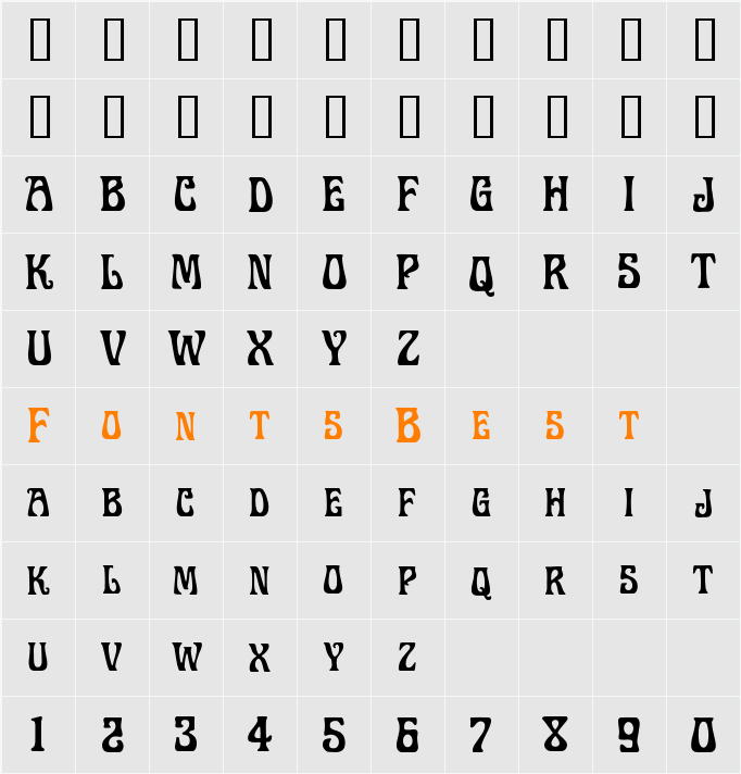 Legrand MF Character Map