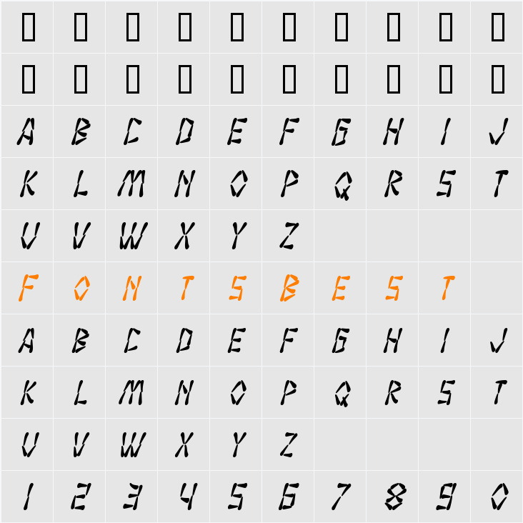 SF Wasabi Condensed Character Map