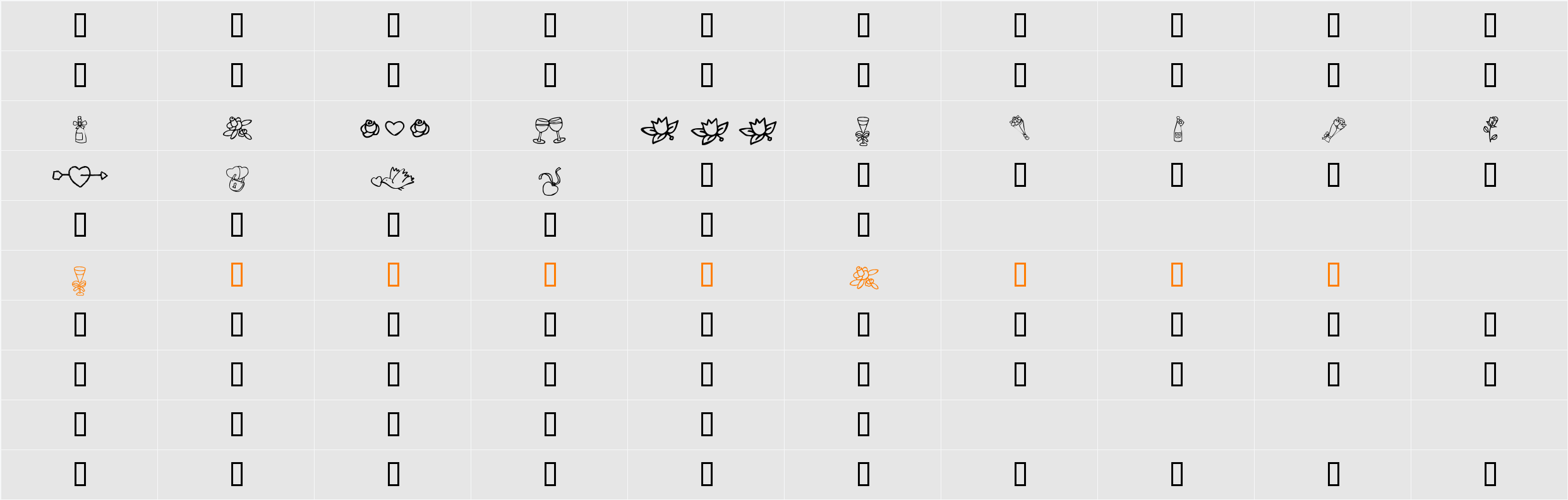 KR Cuori Divertenti 1 Character Map