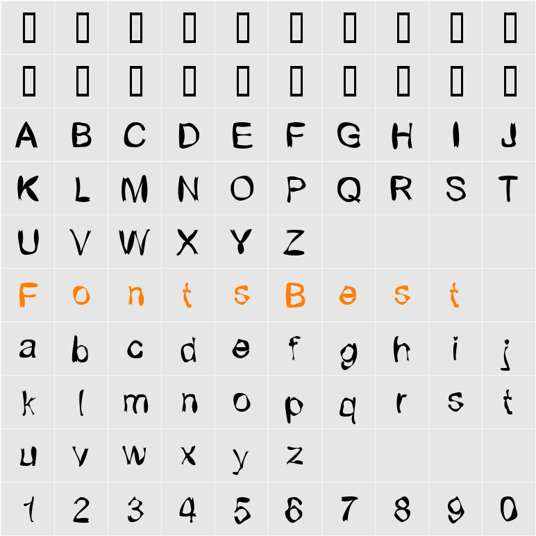 FreakedArial Character Map