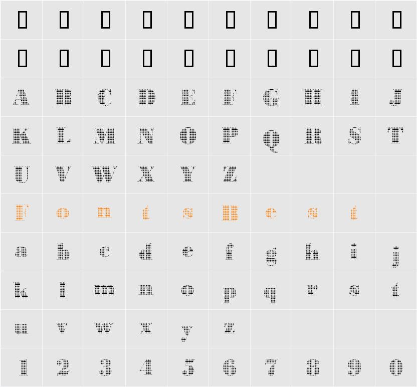 BodoniAlien Character Map