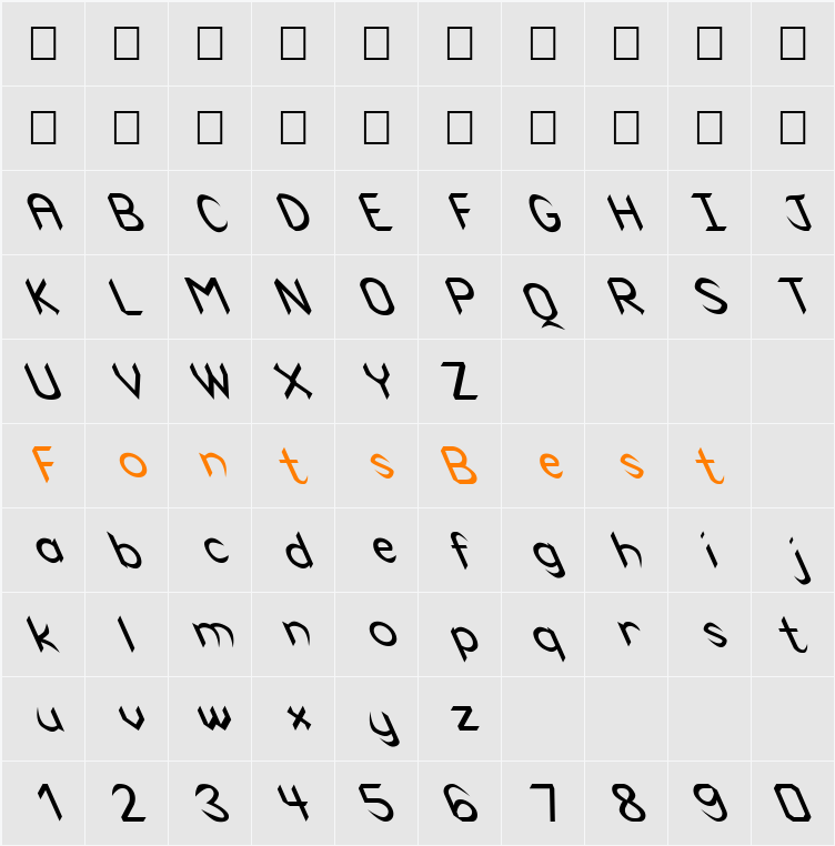 FZ BASIC 47 LEFTY Character Map
