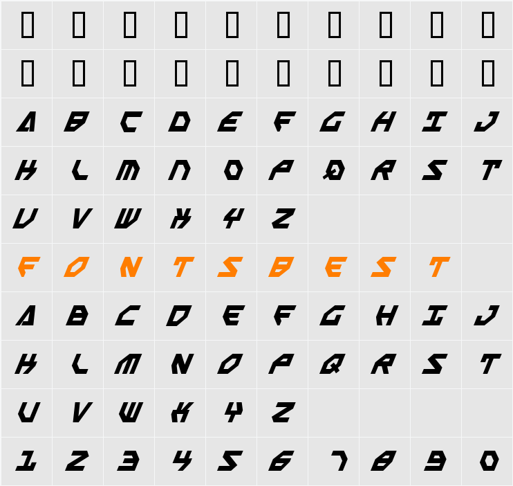 Scarab Script Bold Italic Character Map