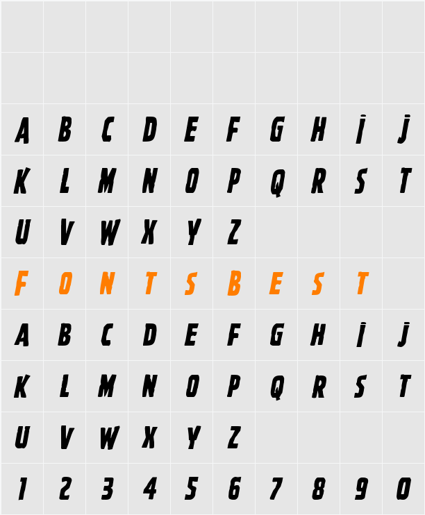 Ghoulish Intent Italic Character Map