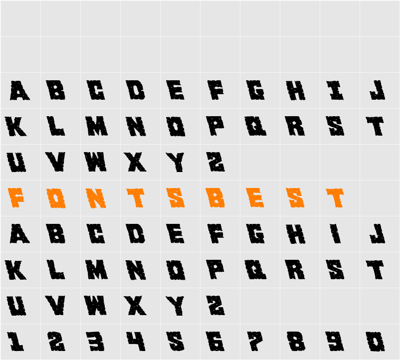 King Commando Leftalic Character Map