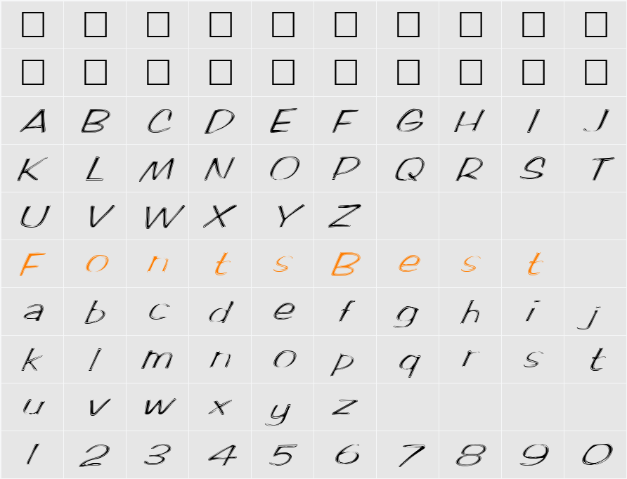 FZ HAND 2 CONTOUR ITALIC Character Map