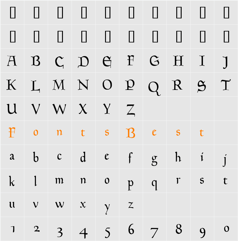 Hingham Text Character Map