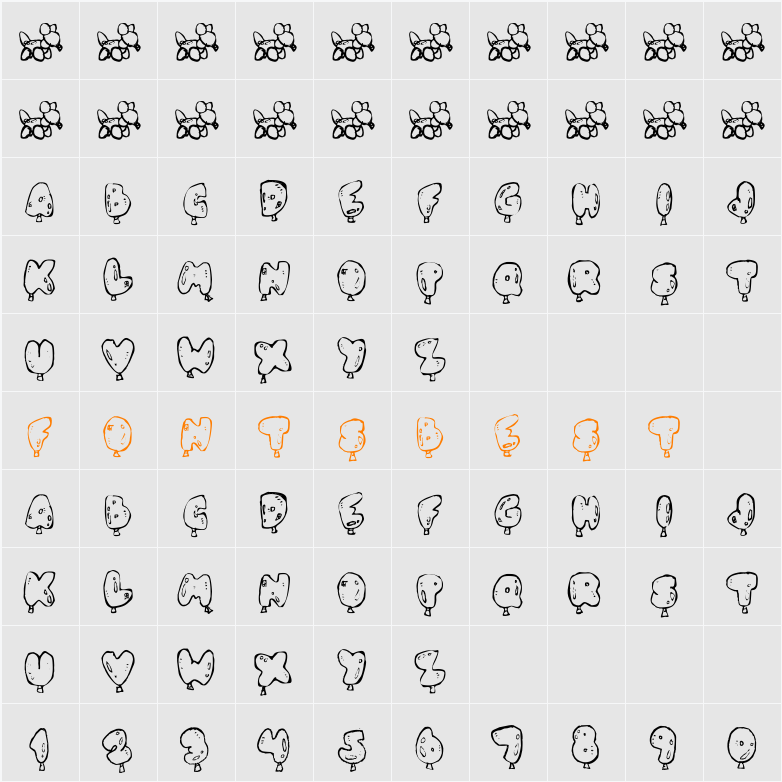 Oh Balloney Character Map