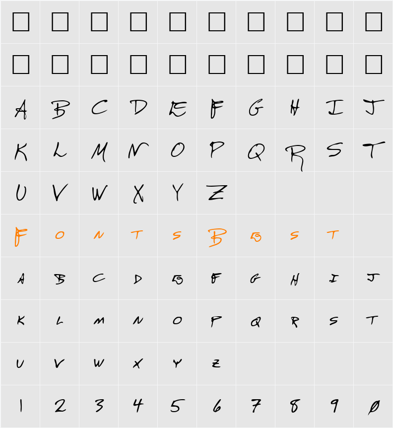 RoscoesHand Character Map