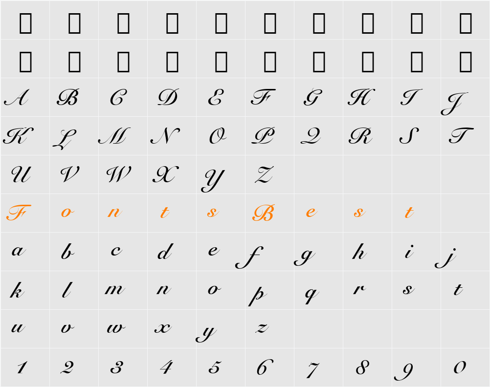 Snell Bd BT Character Map