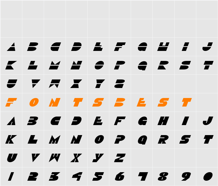 Disco Duck Italic Character Map