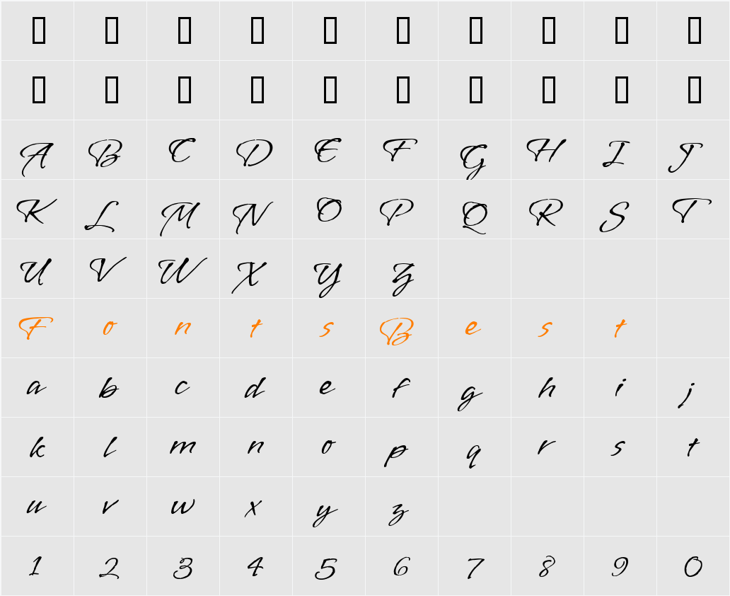 Vujahday Script Character Map
