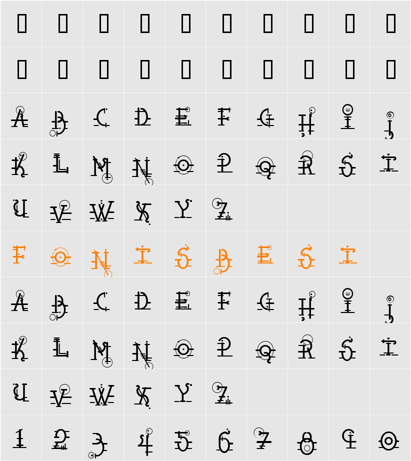 Snippletweak Character Map