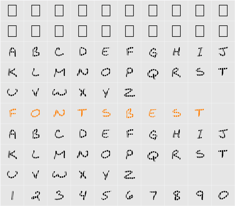 FZ JAZZY 29 STRIPED Character Map