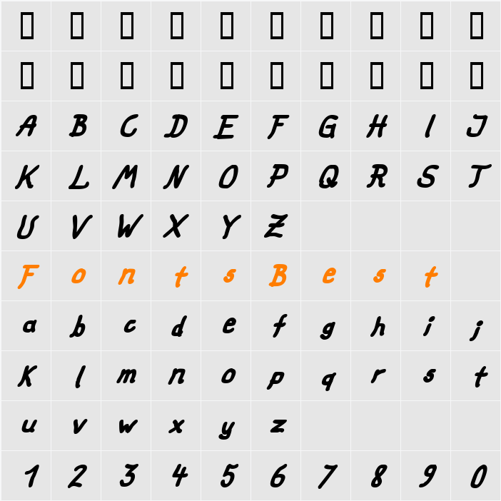 fat marker Character Map