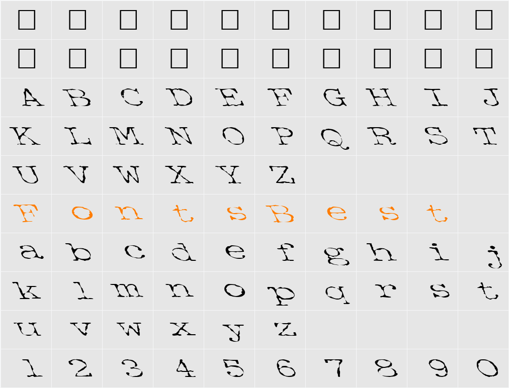 FZ DIGITAL 2 LEFTY Character Map