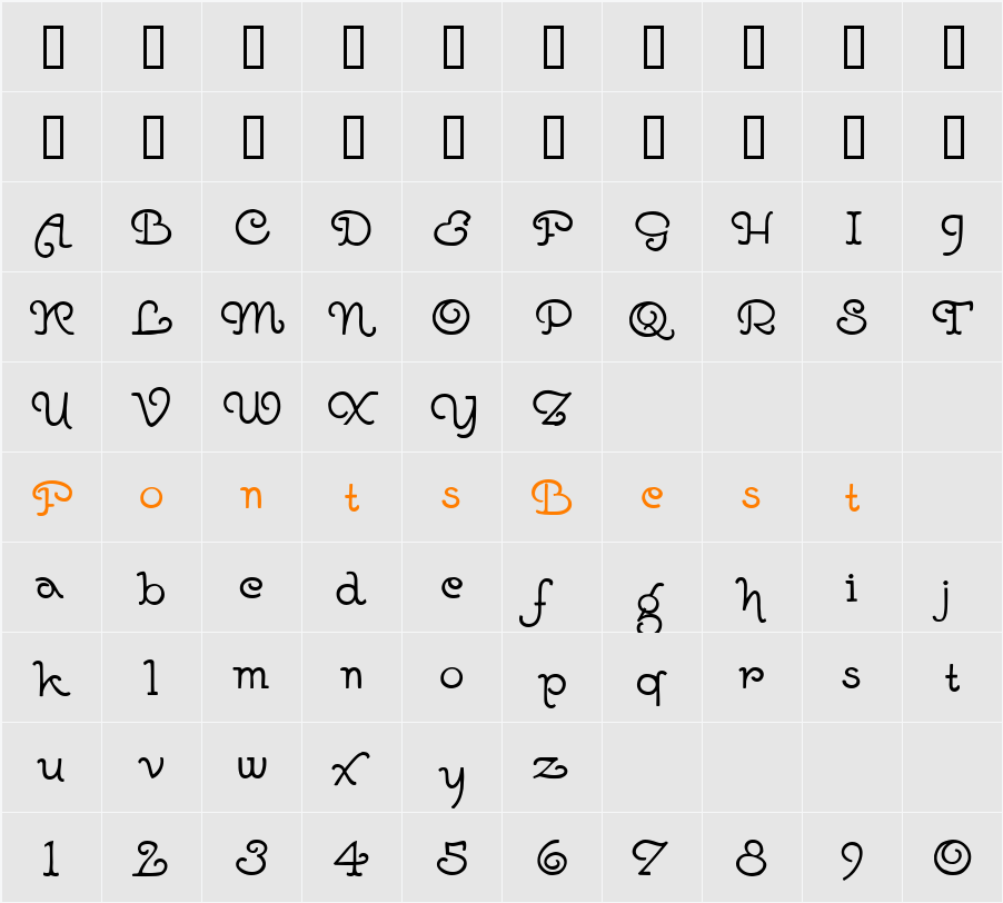 Goddard Character Map