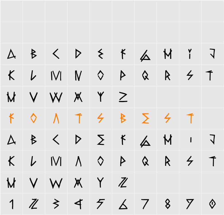 Raw Delta Hand Street Character Map