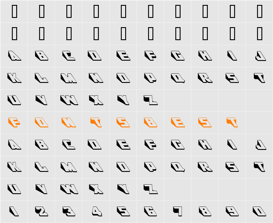 GE Wedgie Character Map