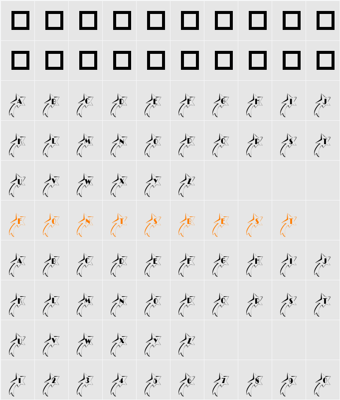 101! Shooting StarZ Character Map