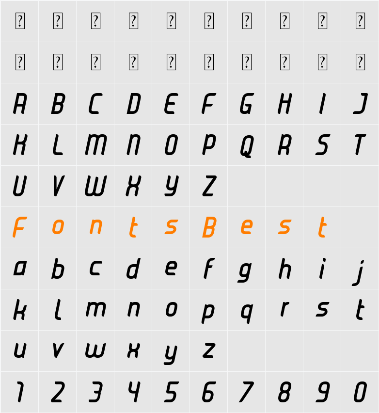 JUICE Bold Italic Character Map