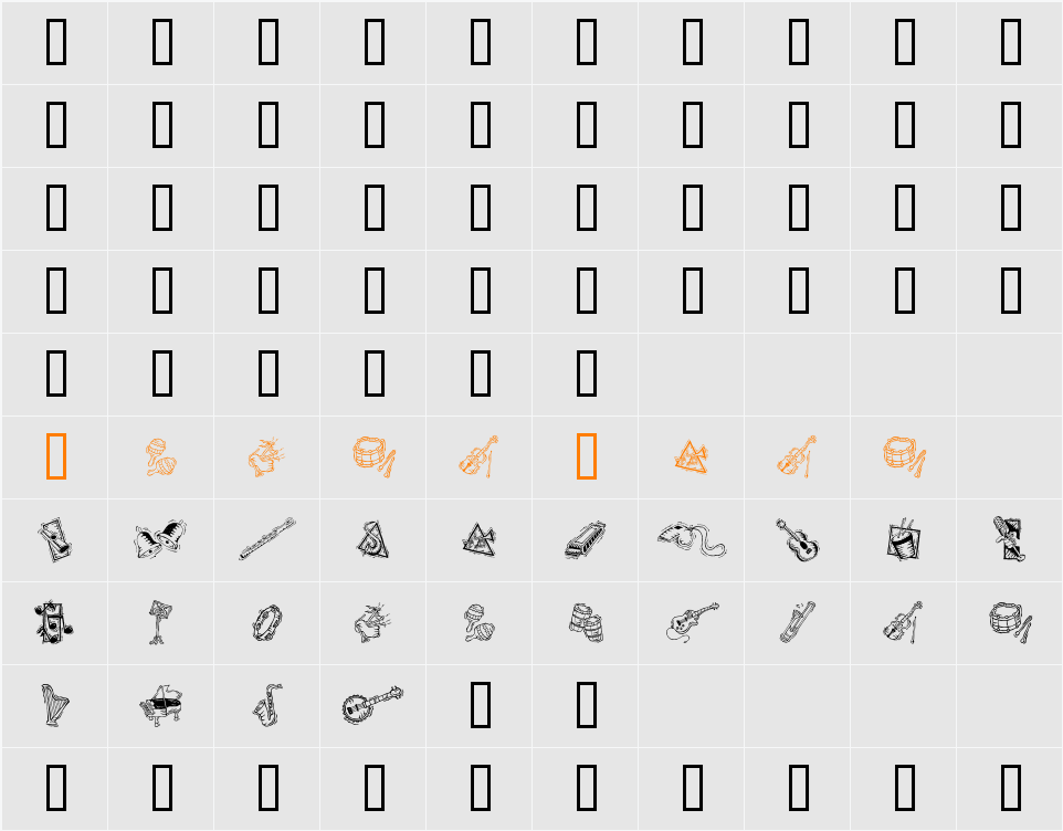 GE Deco Music Character Map