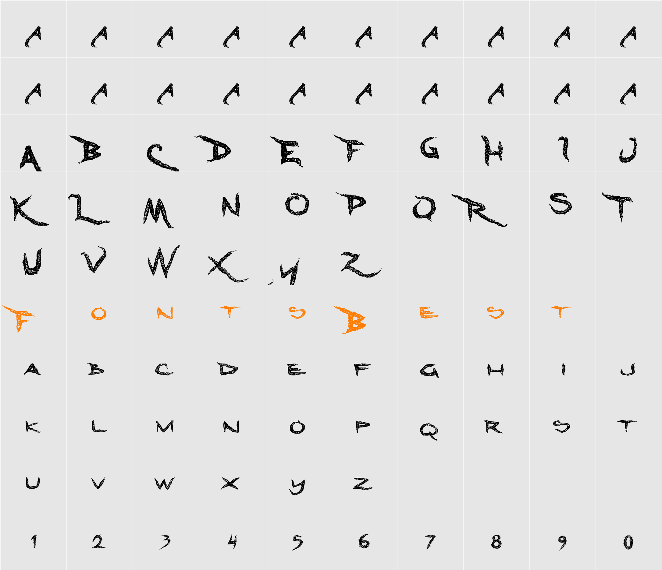Dreadlockfont Character Map