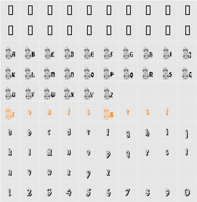 LeprechaunShadow Character Map