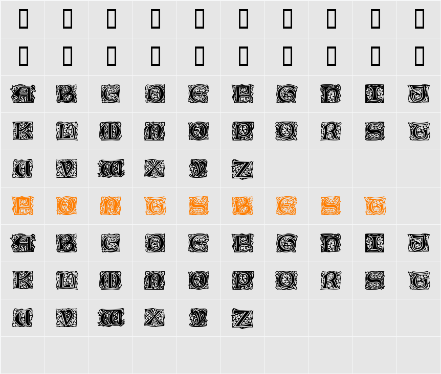 CobleighTitlingCaps Character Map