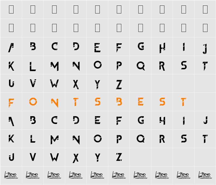 The FrontMan 2 demo Character Map
