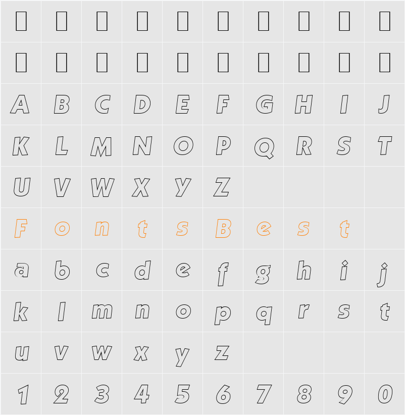 VictorBeckerOutline-ExtraBold Character Map