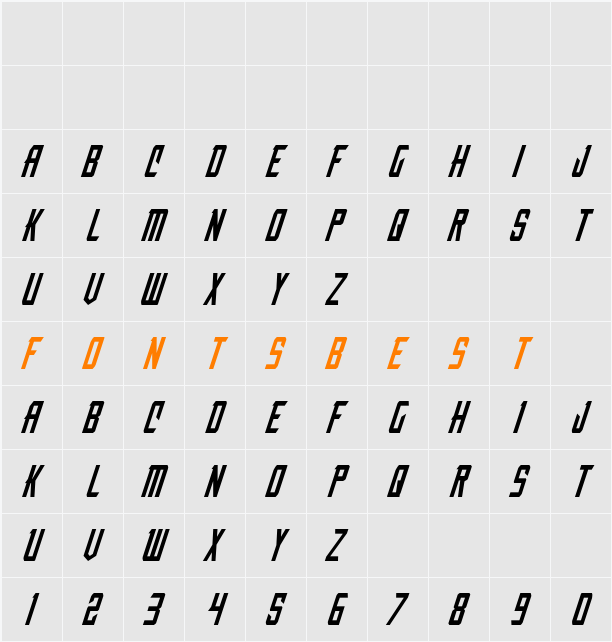 Nemesis Enforcer Italic Character Map