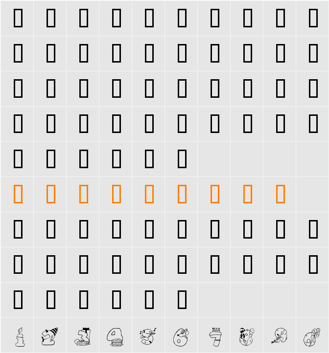 KR Birthday Numbers Character Map