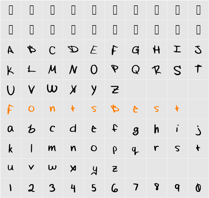 FluffleMuffleHand Character Map