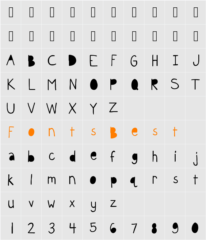 KBFunkyGlasses Character Map
