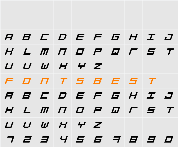 Simply Mono Oblique Character Map