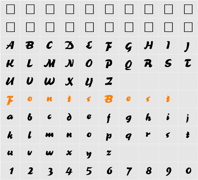 Brookscript Character Map
