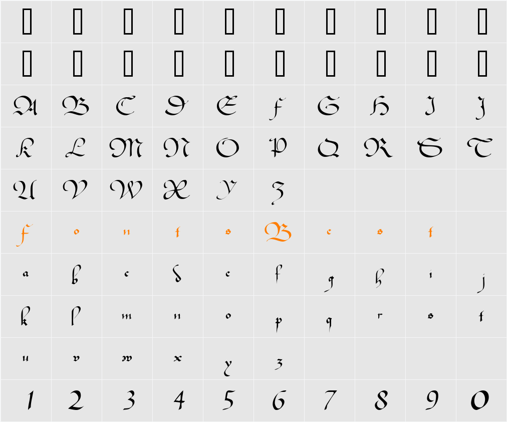 BucheSSK Character Map