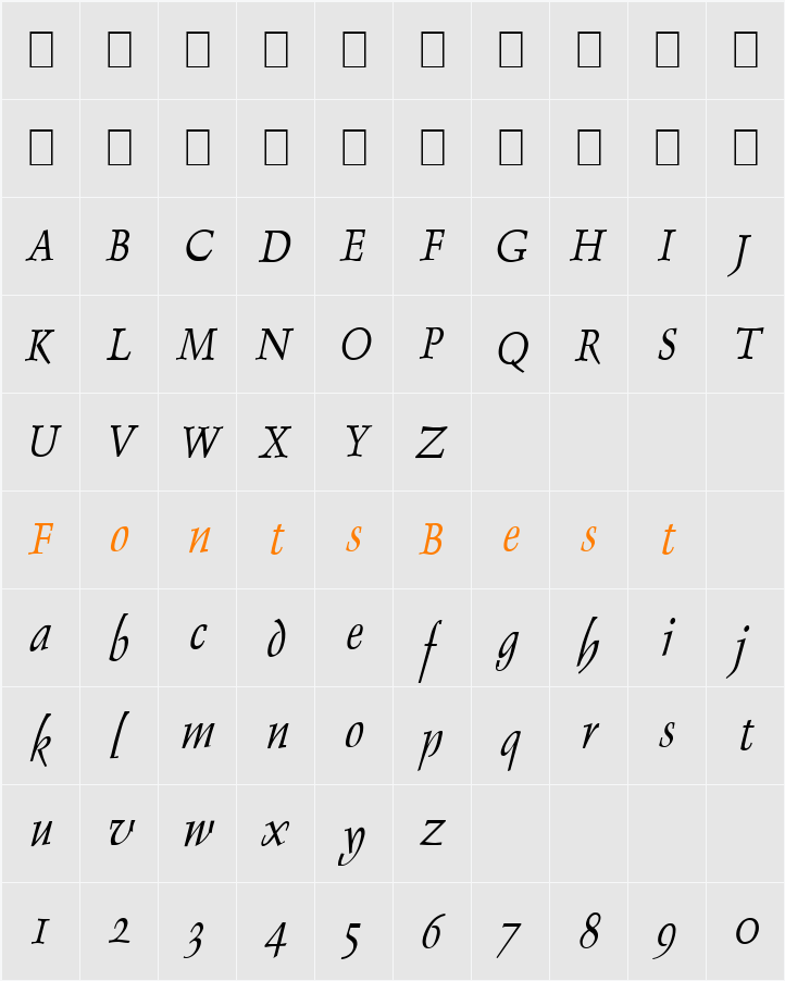 Dolphin-Condensed Character Map