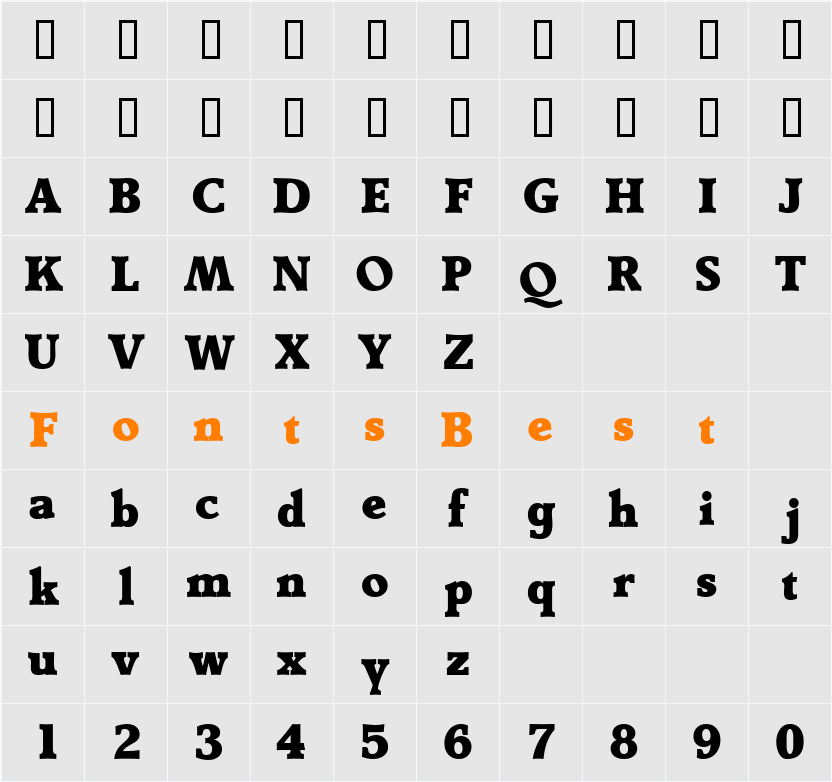 TractoDisplaySSi Character Map