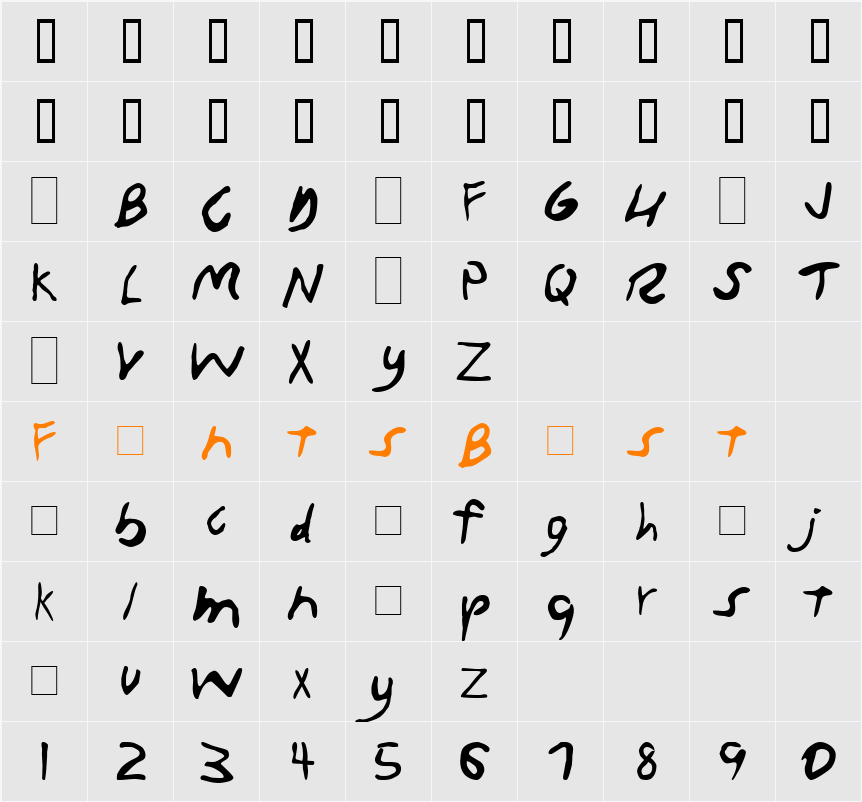 Treasure Demo Character Map