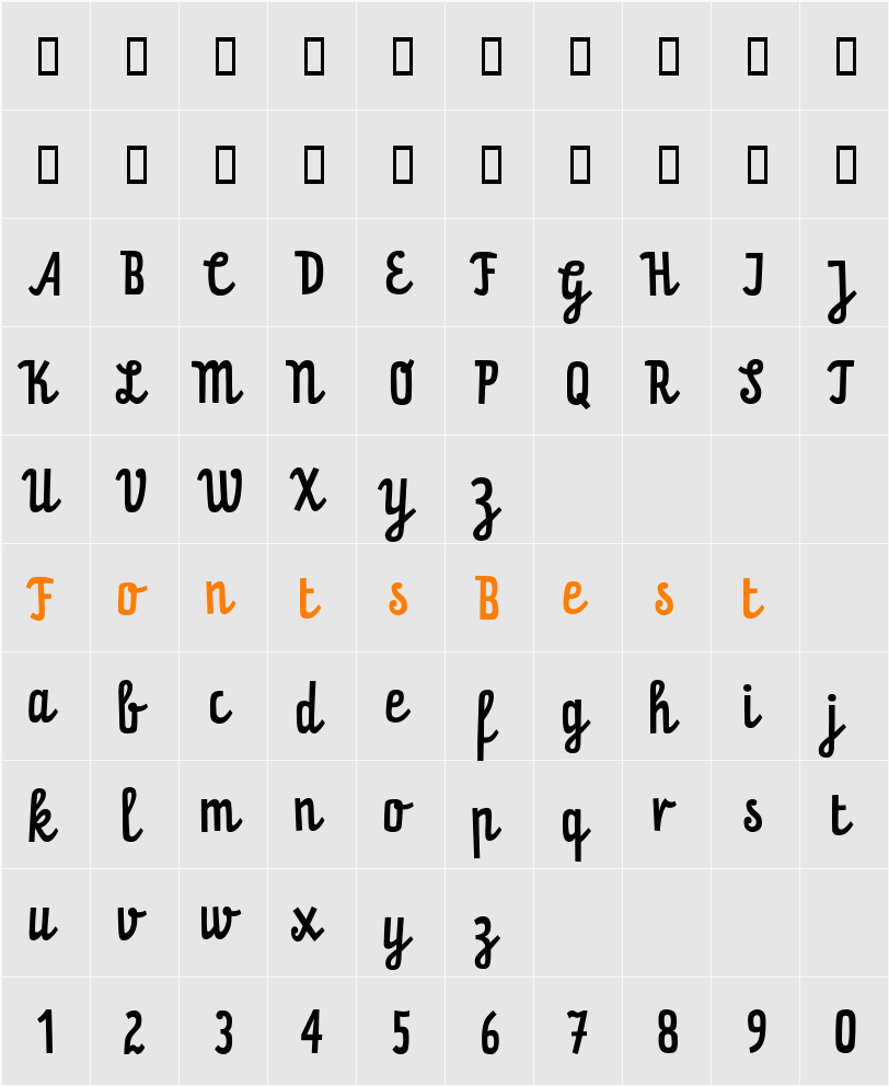 PraterScriptOneRegular Character Map
