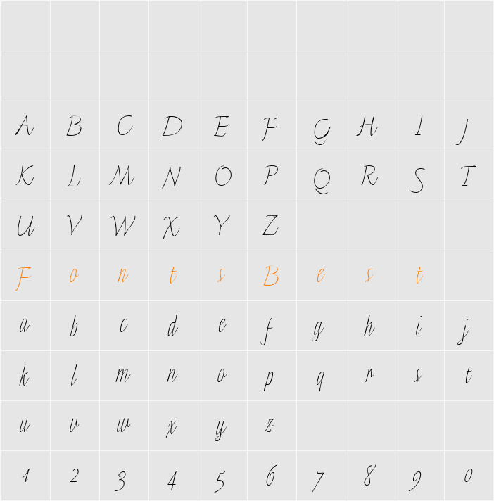 LTFinerliner Micro Character Map