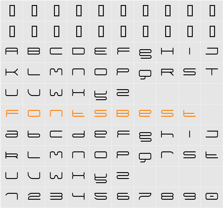 megathin Character Map