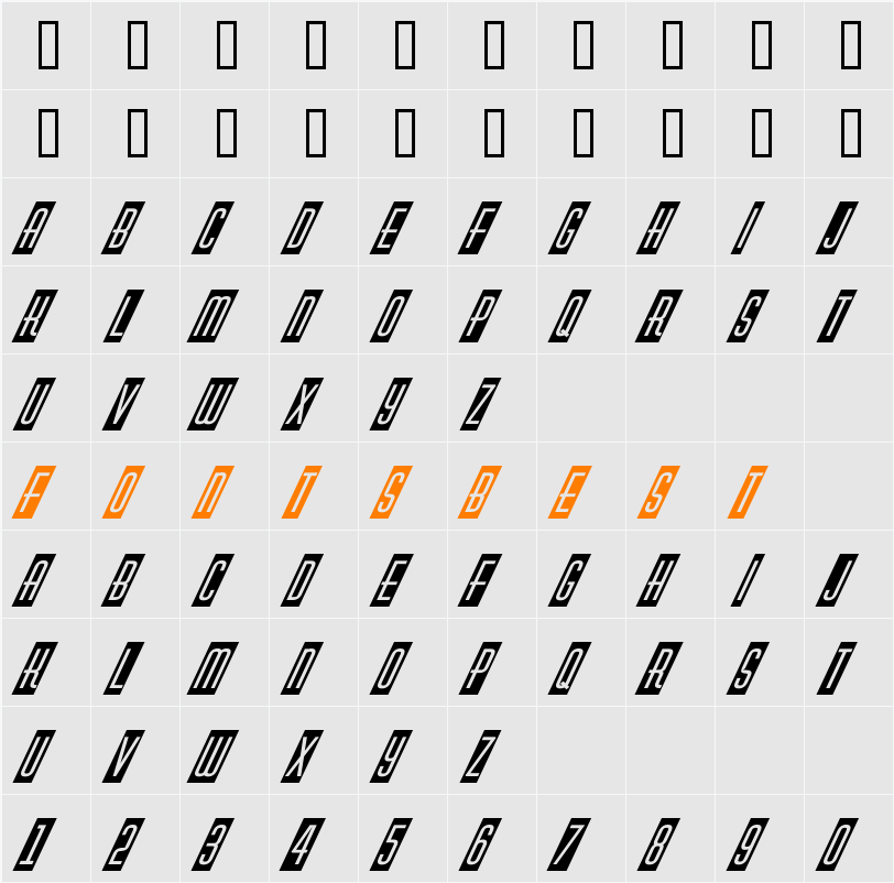 a_HuxleyCmVObl Character Map