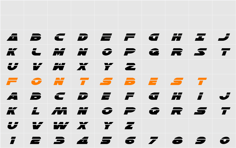 Han Solo Exp Laser Italic Character Map