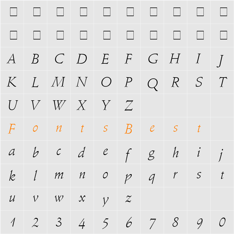 Deutch Light SSi Character Map