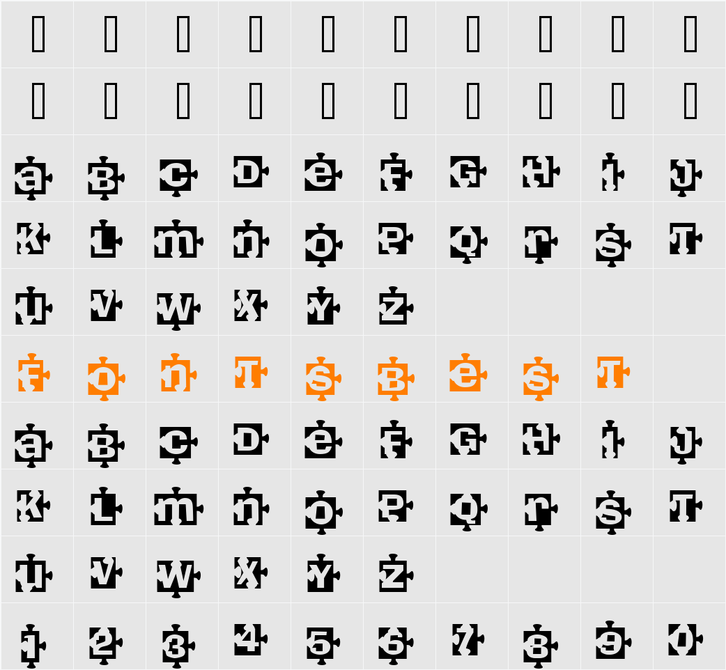 PiecesB Character Map