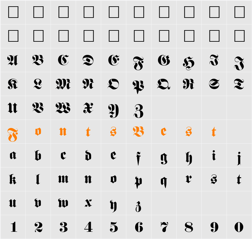 QTFraktur Character Map