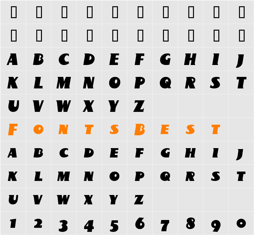 BottleKaps SC CondItalic Character Map